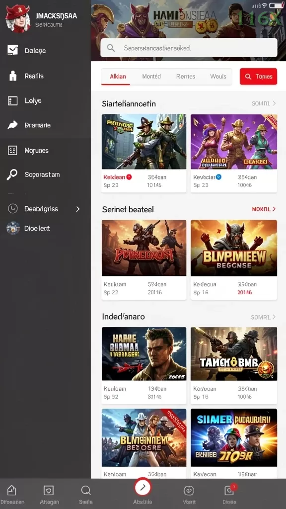 Cuplikan layar REJEKIHUB — menu navigasi